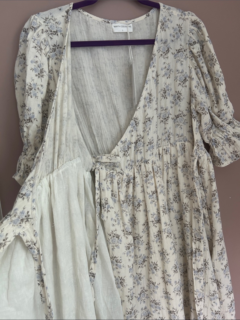 NWT Worth Collective Ari Cotton Floral Wrap Maxi Dress Size Large - Picture 12 of 16